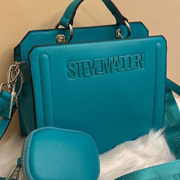 NWT Steve Madden (Bevelyn) Crossbody Bag w/ Airpod Pouch - Turquoise - Picture 3 of 9
